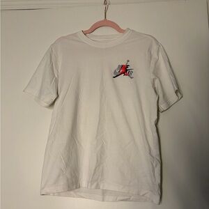 Jordan White Short Sleeve T-Shirt with Red/Black Chest Logo